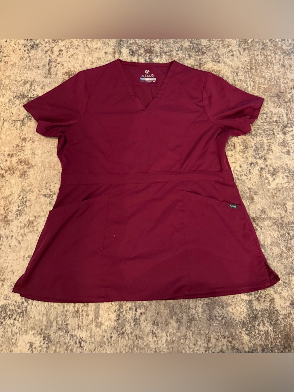 Ada V-Neck Scrub Tunic in Burgundy